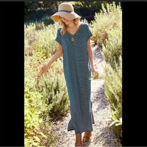 Matilda Jane Set Sail Maxi Dress. Dark teal/white stripe. Size L.